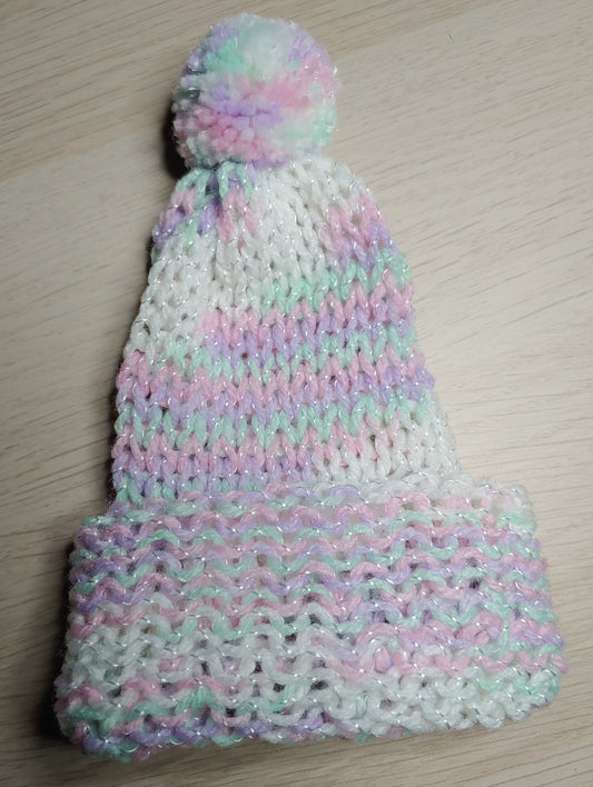 Knitted Infant Hat - White, Mint, Pink, Lavender Ombre