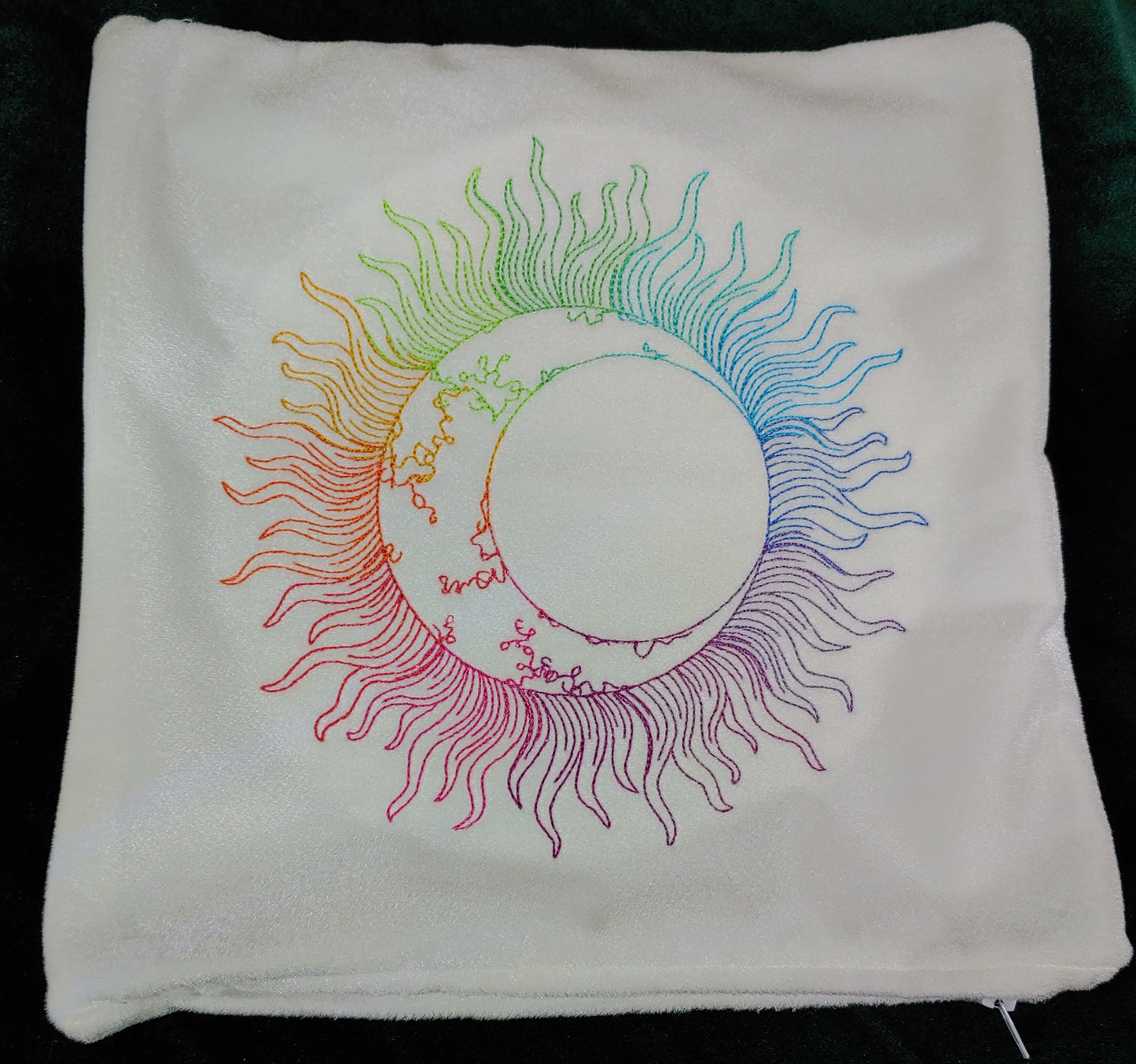 Embroidered Pillow Cover - Celestial Rainbow