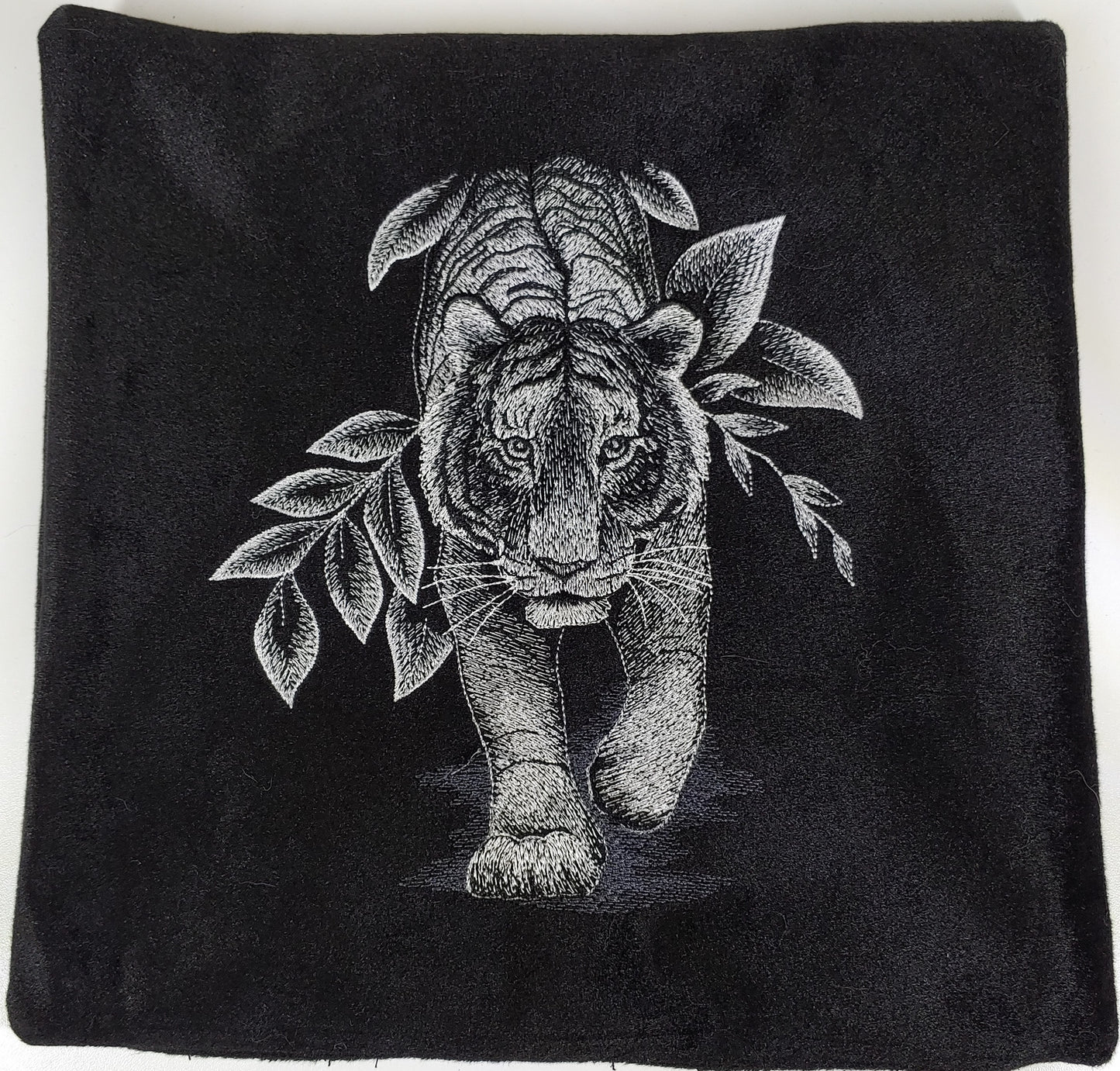 Embroidered Pillow Cover - Enticing Tiger