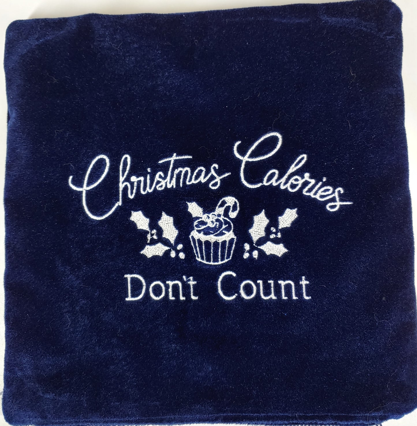 Embroidered Pillow Cover - Christmas Calories Don't Count