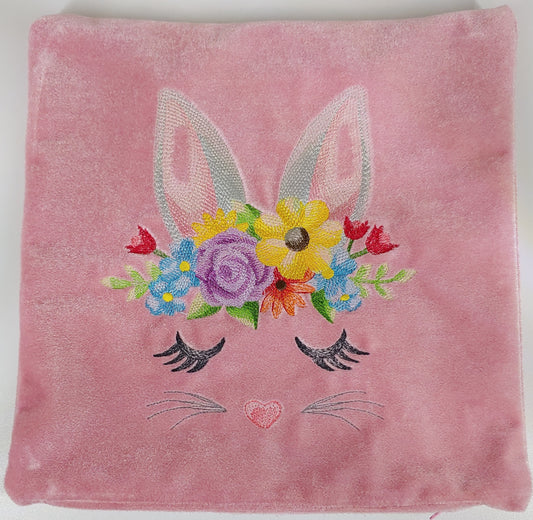 Embroidered Pillow Cover - Enchanting Bunny Face