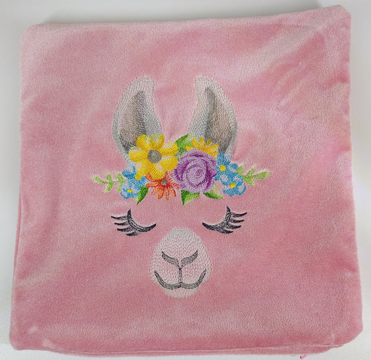 Embroidered Pillow Cover - Enchanting Llama Face