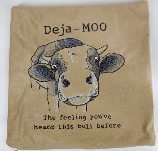 Embroidered Pillow Cover - Deja Moo