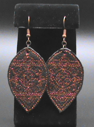 Intricate Embroidered Leather Earrings