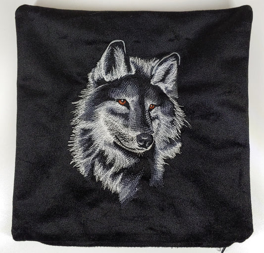 Embroidered Pillow Cover - Majestic Wolf